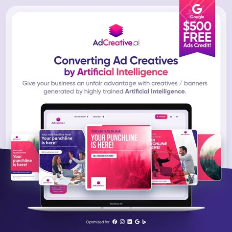 AdCreative.ai Review: What is it? How does it works? | by MESH BOLA | Mar, 2022 | Medium Unfair Advantage, Basic Website, Creative Banners, Instagram Add, Advertising Strategies, Create Ads, Ad Creative, Media Sosial, Free Ads