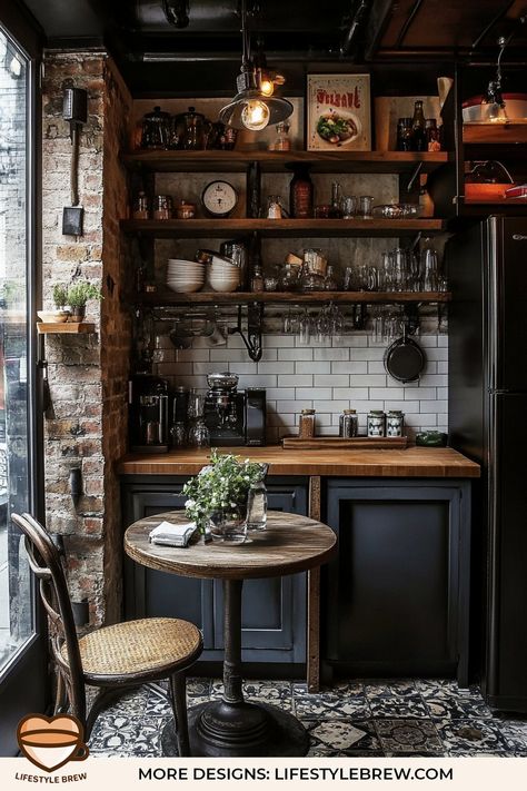 59 Industrial Style Kitchen Ideas - LifeStyle Brew Industrial Style Kitchen Ideas, Office Kitchen Ideas, Industrial House Interior, Industrial Glam Decor, Retro Kitchen Ideas, Small Farmhouse Kitchen Ideas, Office Kitchens, Vintage Industrial Kitchen, Punk Kitchen