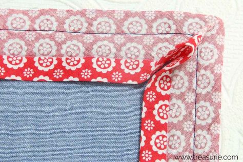 How to Sew a Mitered Corner Bias Tape Corners, Sew Mitered Corners, Sewing Mitered Corners, Sewing Bias Tape, Sewing Coat, Smocking Tutorial, Baby Dress Pattern, Fabric Pen, Quilt Binding