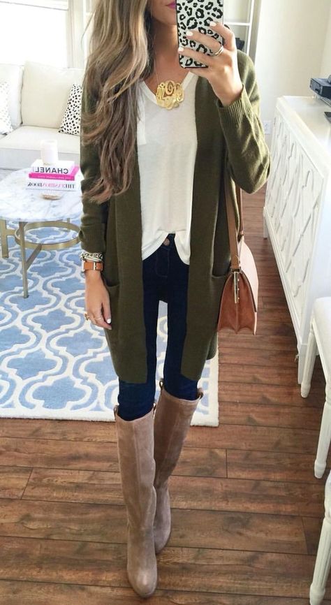 ♕pinterest/amymckeown5                                                                                                                                                     More Cardigan Outfit, Mode Casual, Green Cardigan, Nordstrom Anniversary Sale, Outfit Inspiration Fall, Urban Chic, 2016 Fashion, Anniversary Sale, Looks Style