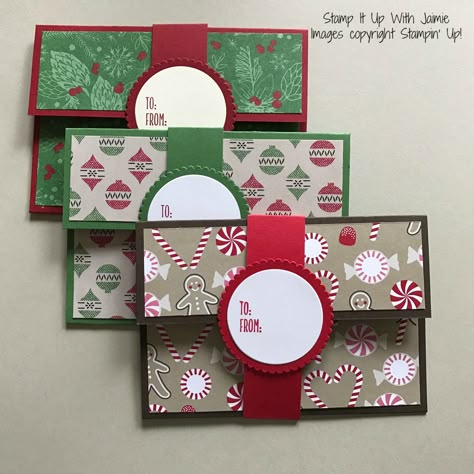 Stampin' Up! Gift Card Holder Gift Card Holder Ideas, Card Holder Ideas, Card Holder Diy, Holiday Gift Card Holders, Card Money Holder, Gift Card Holder Diy, Money Gift Card, Holiday Money, Christmas Gift Card Holder