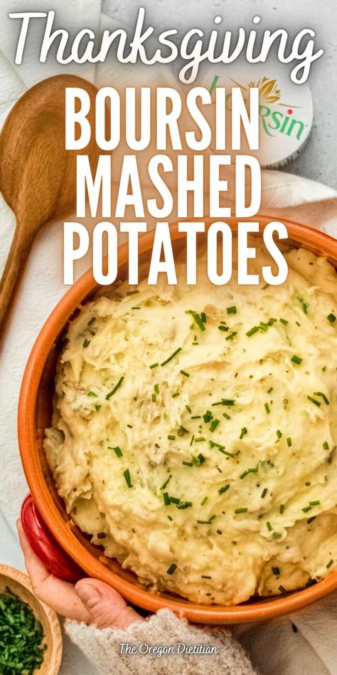 Mashed Potatoes For Thanksgiving, Boursin Mashed Potatoes, Thanksgiving Potatoes Recipes, Boursin Recipes, Thanksgiving Potatoes, Mashed Potatoes Thanksgiving, Oven Beef Stew, Make Ahead Mashed Potatoes, Chives Recipe