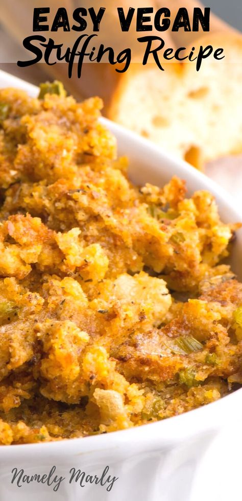 Vegan Stuffing Recipe, Vegetarian Stuffing Recipe, Vegan Stuffing, Vegetarian Stuffing, Vegan Thanksgiving Dinner, Stuffing Recipes For Thanksgiving, Easy Vegan Recipes, Vegan Holiday Recipes, Vegan Thanksgiving Recipes