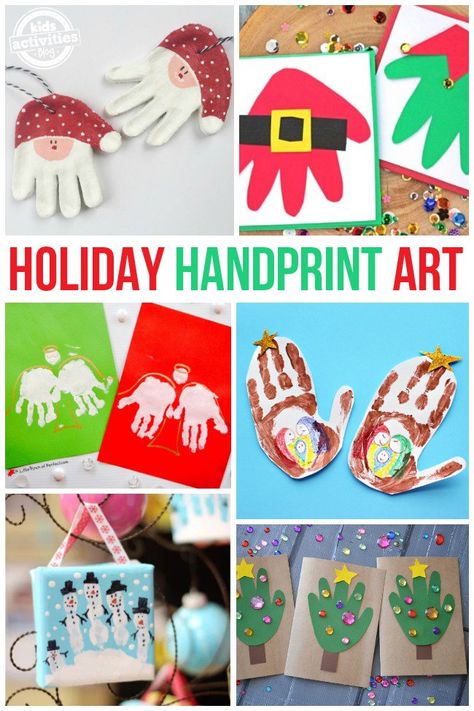 Need a homemade keepsake? Check out this fun list of Holiday Handprint Art- a perfect gift for grandparents! Handprint Christmas Crafts, Holiday Handprint Art, Christmas Handprint Crafts, Handprint Christmas, Christmas Decorations For Kids, Handprint Crafts, Preschool Christmas, Handprint Art, Crafts With Pictures