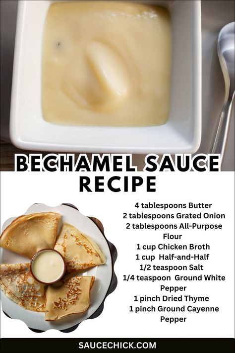 Bechamel Sauce Bechamel Sauce Recipe, French Sauces, White Sauce Recipes, Homemade Spice Blends, Tastemade Recipes, Bechamel Sauce, Homemade Spices, Creamy Soup, French Pastries