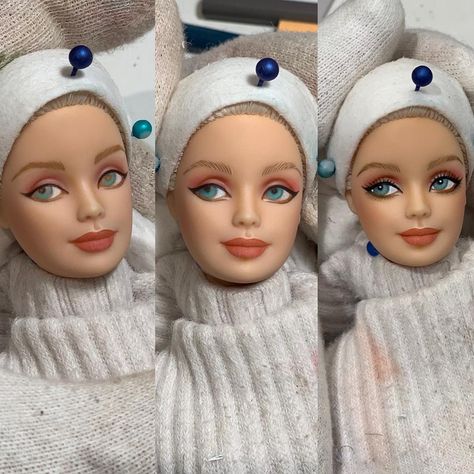 Barbie Repaint Tutorial, Barbie Makeover, Barbie Repaint, Doll Customs, Doll Face Paint, Repainted Dolls, Custom Barbie, Play Barbie