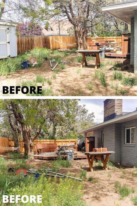 This was the year we tackled our backyard! We took on all sorts of major projects and we're are sharing all the details of our backyard makeover with before and after pictures! #makeover #projects #backyard Gravel Backyard, Backyard Design Ideas Budget, Backyard Plan, Cheap Backyard, Backyard Oasis Ideas, Modern Backyard Landscaping, Cozy Backyard, Makeover Before And After, Backyard Renovations