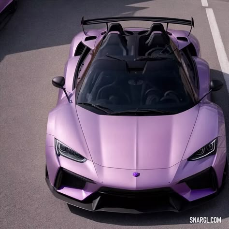 Purple sports car is parked on the street with its hood up. Colors, Purple Mountain's Majesty. Cute fantastic futuristic cars and bikes. Follow us and visit our site for more amazing content! #motorcycle #roadtrip #wanderlust #planes #bikelife #unique #cars #adventure #bikes #explore #hood #Purple #PurpleMountain'sMajesty #bicycle #sketchbook Lavender Car, Purple Cars, Purple Motorcycle, Purple Bike, Cars And Bikes, Purple Mountain Majesty, Car Things, Bike Aesthetic, Purple Car