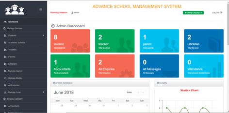 Advance School Management System Using PHP & Bootstrap Exam Marks, School Management System, Class Routine, Student Attendance, Records Management, Behaviour Management, Student Information, Student Behavior, School Schedule