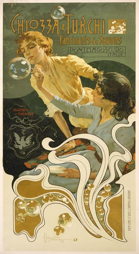 Vintage French Posters, Space Invader, Italian Posters, Etiquette Vintage, Art Nouveau Illustration, Art Nouveau Poster, French Poster, Blowing Bubbles, Alphonse Mucha