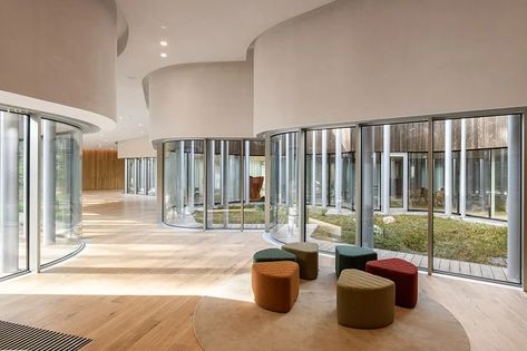 nieto sobejano nestles arvo pärt centre in a dense estonian forest of pine trees designboom Arvo Part, Music Landscape, Wooden Facade, Arch Interior, House Construction Plan, Concrete Building, Meeting Place, Sound Insulation, Lounge Room