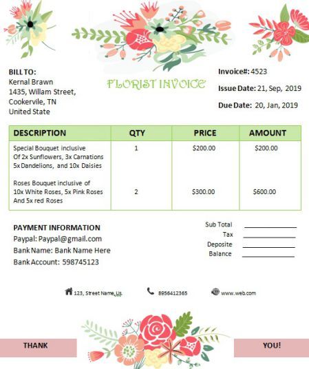 Florist Invoice Editable Florist Business Plan, Bouquet Styles, Business Worksheet, Bridal Bouquet Styles, Florist Business, Order Of Service Template, Bio Data For Marriage, Fantastic Flowers, Bio Data