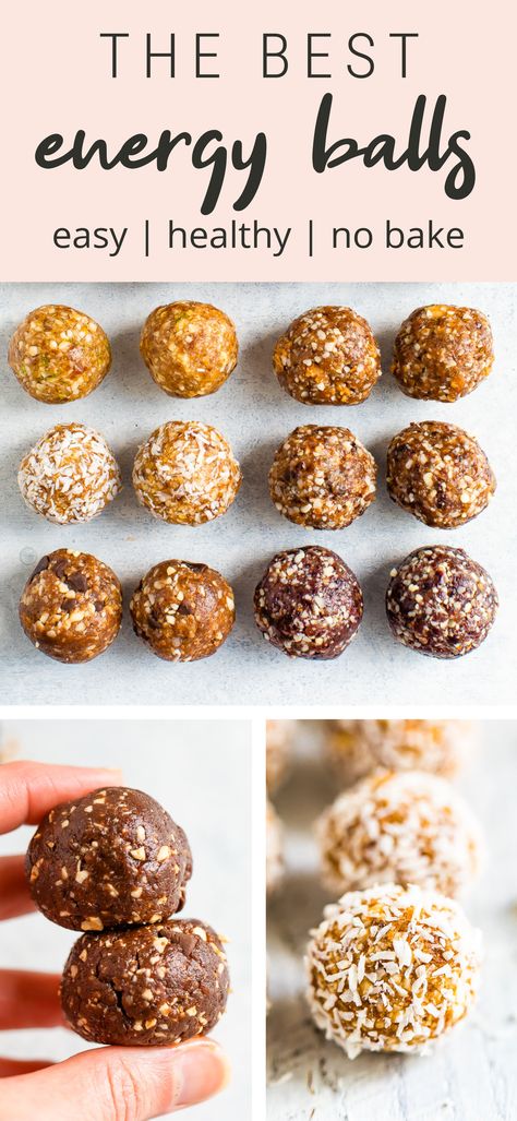 The ultimate guide to making date energy balls with the basic recipe, over 9 different flavors and how to store them! #energyballs #dates #vegan #glutenfree #mealprep #healthysnack #eatingbirdfood #snack Booster Juice Energy Balls, Cereal Balls Recipe, Freezable Energy Balls, Energy Date Balls Healthy, Booster Balls Recipe, Power Balls Recipe With Dates, Dates Power Balls, Basic Energy Ball Recipe, Date Cocoa Energy Balls