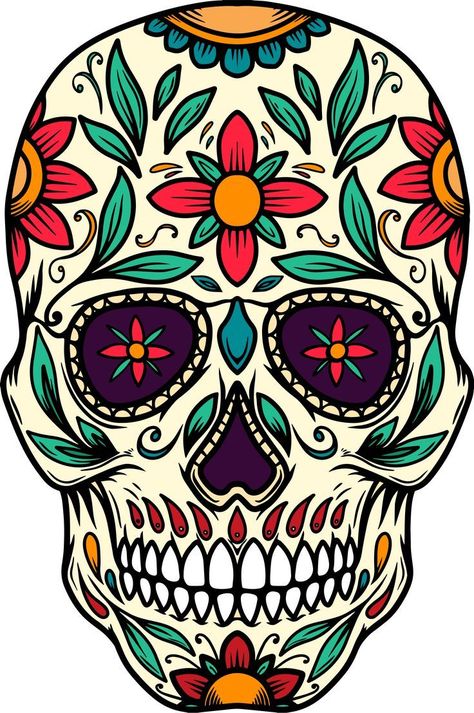 Sugar Skull Design Ideas, Mexican Skull Drawing, Wood Sugar Skull, Mexican Skull Art, Mexican Skull Tattoos, Sugar Skull Art Drawing, Sugar Skull Drawing, Sugar Skull Painting, Sugar Skull Shirt