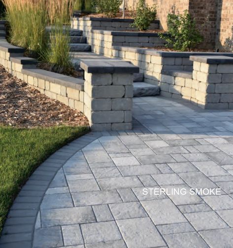 Stone Pavers - Harbor Stone Series - Up to 20% off retail at StonesDirect.com Concrete Decks, Concrete Pavers Walkway, Pavers Walkway, Grey Pavers, Front Yard Walkway, Pavers Design, Yard Walkway, Paver Patios, Boost Curb Appeal