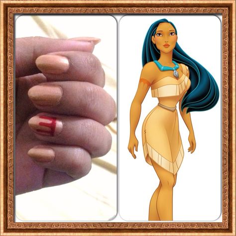 Disney's Pocahontas inspired, simple, nail art... Themed Nails, Simple Nail Art, Disney Pocahontas, Disney Nails, Simple Nail, Nail Art Inspiration, Inspirational Pictures, Pocahontas, Art Inspiration