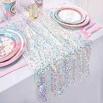 Iridescent Birthday Party Decorations, Girly Space Party, Iridescent Party Theme, Taylor Swift Table Decor, Boho Wedding Spring, Iridescent Party Decorations, Iridescent Table, Spring Mermaid, Kids Party Tables