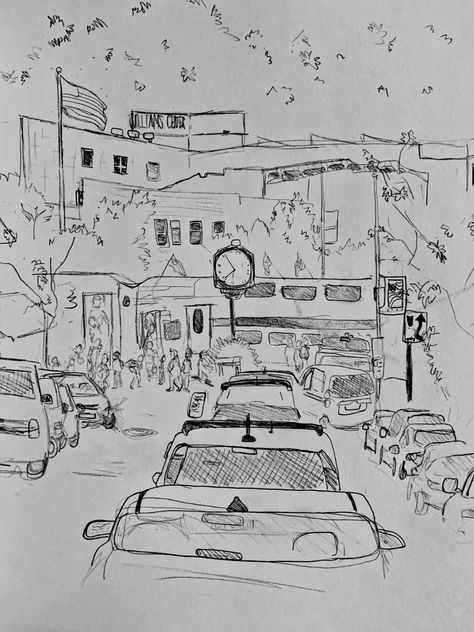 #art #sketching #sketchbookdrawing #sketchbook #blackandwhite #pencil #car #neighborhood #traffic #newjersey #trainstation #crowded #tinypeople #artist #repin #follow4follow #sketches #streets #city #cityscape #cityscapeart Crowded Place Drawing, Traffic Sketch, Traffic Drawing, Neighborhood Drawing, Car Showroom Architecture, Town Drawing, Cute Small Drawings, Perspective Sketch, Paris Illustration