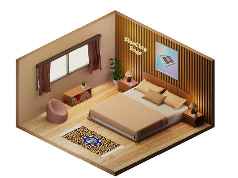 3d Room Design Interiors, Bedroom Isometric, 3d Bedroom Design, 3d Isometric Room, Isometric Architecture, 3d Bedroom, Bedroom Minimal, Isometric Room, 3d Diorama