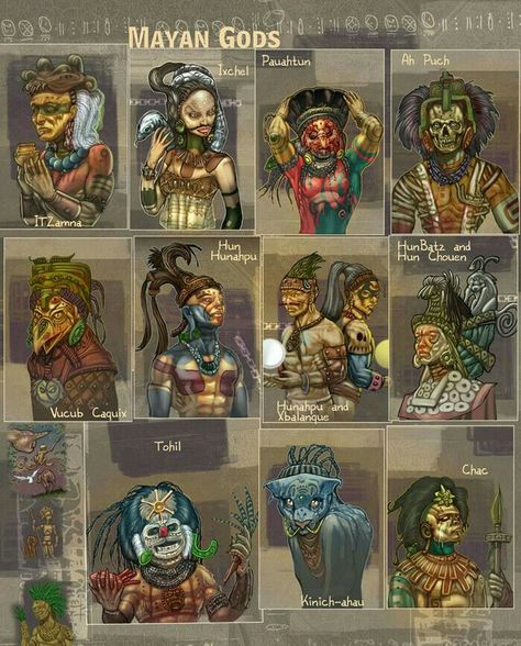 Mayan Gods, Maya Art, World Mythology, Mayan Art, Mayan Culture, Legends And Myths, Ancient Mythology, Aztec Art, Mythology Art