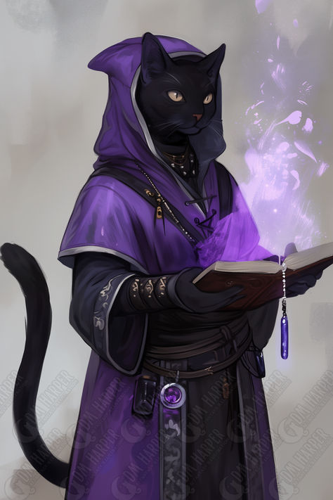 Tabaxi Wizard - School of Enchantment Dnd Tabaxi Wizard, Tabaxi Cosplay, Black Tabaxi, Tabaxi Cleric, Tabaxi Wizard, Tabaxi Warlock, Tabaxi Art, Hollow Moon, Npc Art