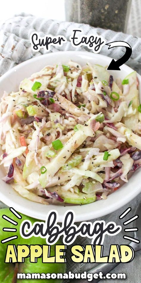 Apple And Cabbage Recipes, Apple Cabbage Salad Recipes, Cabbage Pear Salad, Cabbage Salad With Apples, Cabbage Apple Salad Recipes, Cabbage Apple Salad, Apples And Cabbage Recipe, Cabbage Carrot Apple Salad, Salad With Cabbage