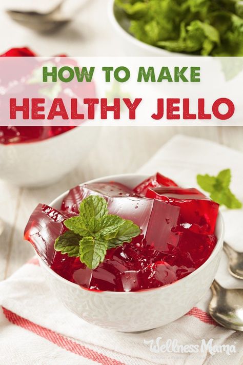 This healthy Jello recipe is made with grass fed gelatin and no added sugar or artificial ingredients for a healthy treat. Healthy Indulgent Snacks, Homemade Jello With Gelatin, Healthy Gelatin Recipes, Healthy Jello, Homemade Jello, Homemade Gummies, Jello Recipe, Grass Fed Gelatin, Sugar Free Jello