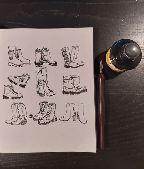 Inktober day3: boots or productober day14: shoes * #kunstjahobiart #inktober2024day3 #inktoberboots #inktober2024 #inkdrawing #quilldrawing #inktober2024boots #productober #productoberday14 Fun Art, Ink Drawing, Cool Art, Illustration Art, Illustrations, Boots, Drawings, Art