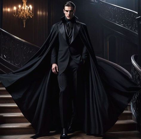 Royal Goth Outfits, Wedding Suit With Cape, Vampire Wedding Suit, Vampire Suit, Steampunk Mens Fashion, Royal Cape, Masculine Wedding, Vampire Cape, Vampire Look