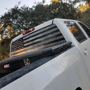 Truck Rear Window Wrap Black & White Distressed American Flag | Etsy Truck Window Decals, Western Truck Accessories, Camo Truck Accessories, Truck Accessories Diy, Camo Truck, Window Wrap, Tactical Truck, Ford Trucks F150, Distressed American Flag