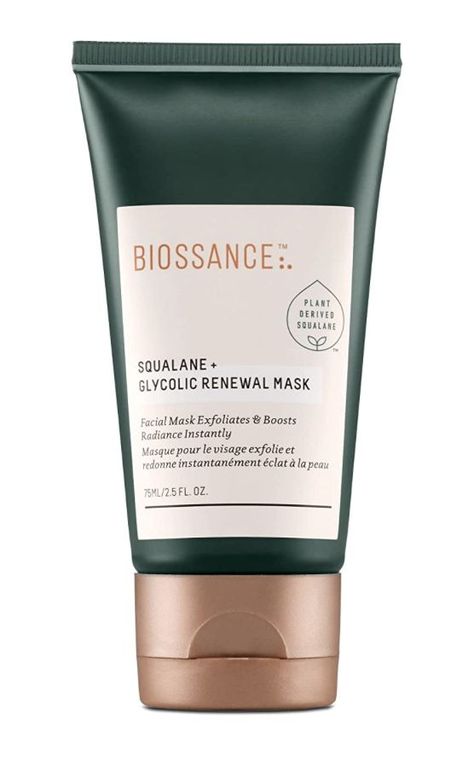 Biossance Squalane + Glycolic Renewal Mask. All-in-One Peel, Exfoliator and Mask with AHAs to Minimize Fine Lines, Discoloration and Look of Enlarged Pores (2.5 ounces). Part of Your Nontoxic Skincare Routine. Biossance Squalane, Enlarged Pores, Clean Beauty, Skincare Products, All In One, Mask, Free Shipping, Beauty