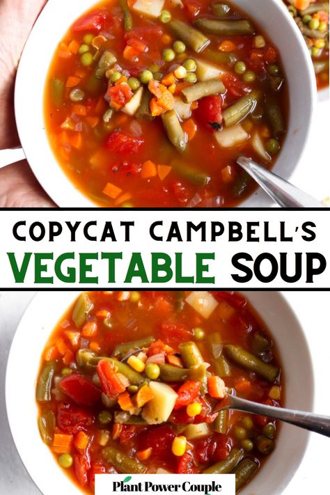 Campbell's Vegetable Soup Recipe, Campbells Vegetable Beef Soup, Copycat Campbells Vegetable Soup, Campbells Vegetable Soup, Copycat Vegetable Soup, Vegetable Soup No Potatoes, Vegetable Soup Tomato Base, Spices For Vegetable Soup, Hearty Veggie Soup