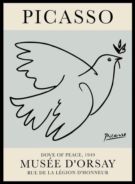 Picasso Poster Art Prints, Dove Picasso, Dove Artwork, Picasso Dove Of Peace, Pablo Picasso Artwork, Picasso Dove, Picasso Prints, Picasso Artwork, Picasso Drawing