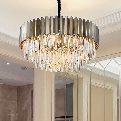 Circular Chandelier, Pendant Lamps Bedroom, Modern Glass Pendant Light, Bar Chandelier, Chandelier Glass, Modern Lighting Chandeliers, Glass Packaging, Crystal Chandelier Lighting, Iron Pendant