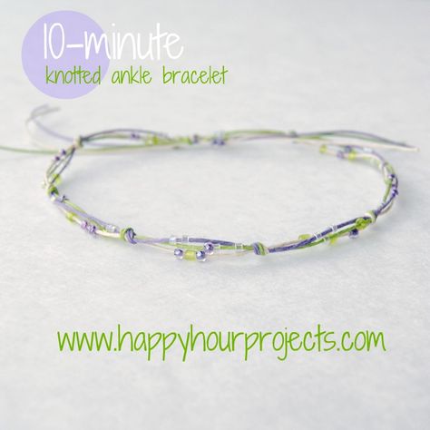 Ten-Minute Knotted Ankle Bracelet Diy Ankle Bracelets, Anklets Diy, Ankle Bracelets Diy, Beaded Ankle, Diy Jewelry Inspiration, Diy Bracelets Easy, Bracelet Knots, Bracelets Diy, A Bracelet