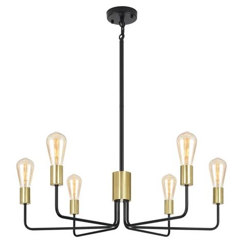 Mercer41 Gwendloyn 6 - Light Dimmable Sputnik Modern Linear Chandelier & Reviews | Wayfair Chandelier Rustic, Modern Linear Chandelier, Contemporary Light, Contemporary Light Fixtures, Linear Design, Design Aesthetics, Rustic Chandelier, Linear Chandelier, Farmhouse Rustic