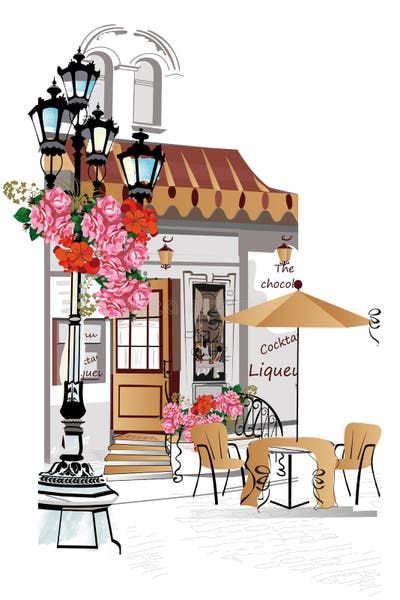 Cafes Italy Stock Illustrations – 469 Cafes Italy Stock Illustrations, Vectors & Clipart - Dreamstime Paris Doodles, Paris Illustration, Cottage Garden Design, Diy Journal Books, Horse Artwork, Shop Illustration, Cafe Art, Cottage Art, Poetry Art