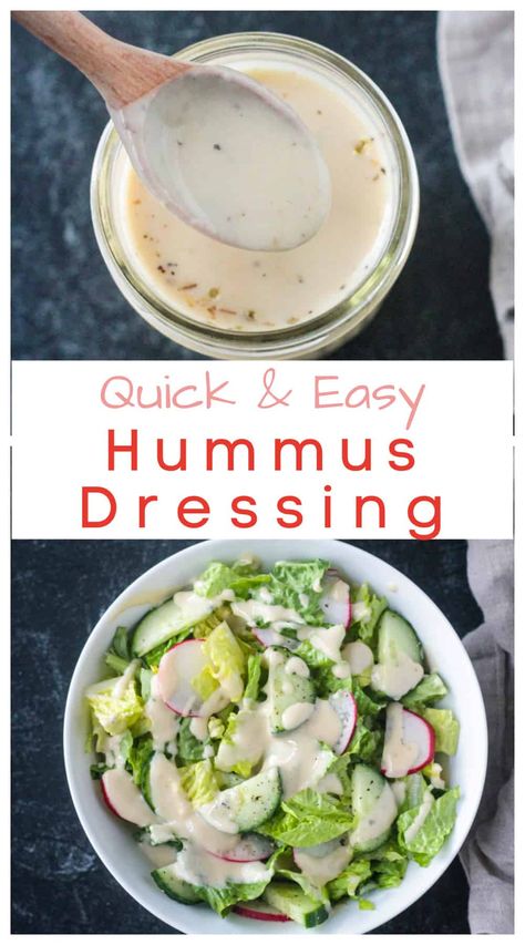 Hummus Vinaigrette Dressing, Hummus Dressing Recipe, Hummus Salad Dressing, Mediterranean Salad Dressing, Dairy Free Salad Dressing, Hummus Dressing, Hummus Salad, Mediterranean Recipes Healthy, Dairy Free Salads