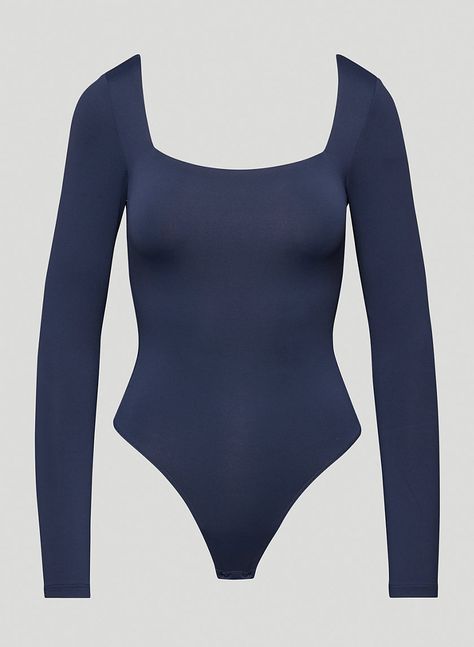 size M Contour Bodysuit, Navy Bodysuit, Square Neck Bodysuit, Bra Straps, Body Suit, Long Sleeve Bodysuit, Second Skin, Jeans Pants, Square Neck