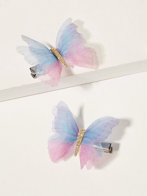 Girls Butterfly Decorated Hair Clip 2pcs Hair Clip Butterfly, Shifting Hogwarts, Flower Claw Clip, Maddy Perez, Hair Decor, Hair Rubber, Hair Rubber Bands, Pin Up Tattoos, Merch Products