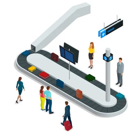 Airports baggage carousel isometric composition Vector Image Modern Airport, Airport Baggage, Baggage Carousel, Airport Design, Baggage Claim, Abstract Vector, Park Slide, Carousel, Png Images