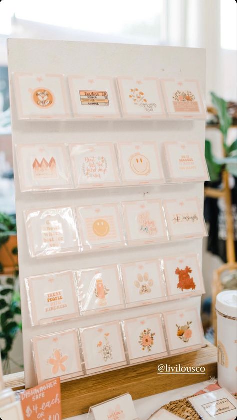 Vendor Booth Sticker Display, Sticker Market Display, Sticker Display Ideas Retail, Diy Sticker Display, Sticker Display Ideas, Stationery Display, Sticker Display, Craft Displays, Joyful Living