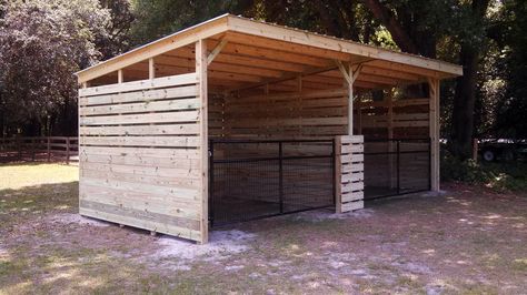 12x24 2-Stall Custom Built Horse Barn/Run-in Shelter Horse Pasture Shelter, Horse Run In Shelter, Pasture Shelter, Field Shelters, Horse Shed, Livestock Barn, Livestock Shelter, Goat Shelter, Horse Barn Ideas Stables