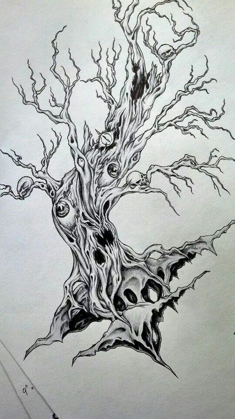 Eldritch Tattoo, Beautiful Spine Tattoos, Tree Monster, Spine Tattoo Ideas, Animal Tattoo Ideas, Clock Tattoo Design, Money Tattoo, Tattoo Outline Drawing, Skull Art Drawing