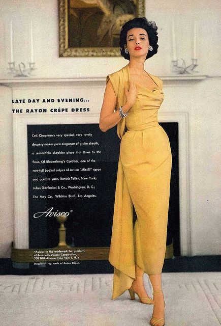 Dorian Leigh is wearing Ceil Chapman's slim sheath with re… | Flickr Dorian Leigh, Ceil Chapman, Muted Yellow, Vintage Suit, Robes Vintage, Fifties Fashion, Look Retro, Fashion 1950s, Retro Mode