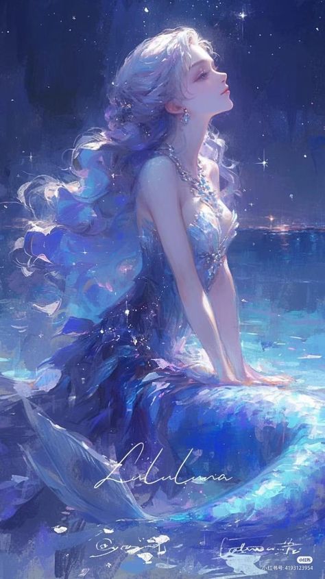 Diamond Craft, Creature Marine, Anime Mermaid, Mermaid Illustration, Fantasy Mermaid, White Mermaid, Mermaid Aesthetic, Mermaids And Mermen, Beautiful Mermaids