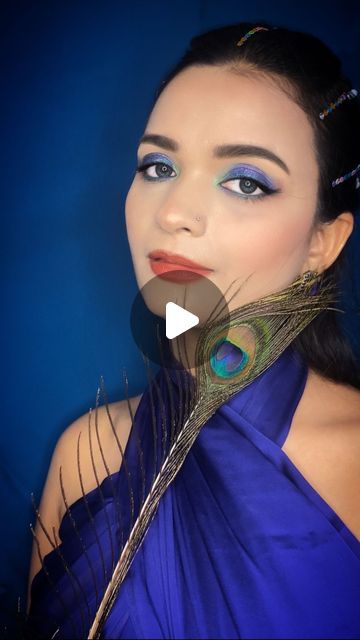 Shreya Rajput on Instagram: "Peacock inspired makeup look🦚

(Makeup ,peacock,janmastmi,makeup look ,eye makeup ,fashion ,makeup artist ,blue eyes) 

#trending #viral #peacock #makeup #fashion #janmashtami" Peacock Eye Makeup, Peacock Makeup, Inspired Makeup, Makeup Fashion, Fashion Makeup, Makeup Inspiration, Blue Eyes, Makeup Artist, Makeup Looks