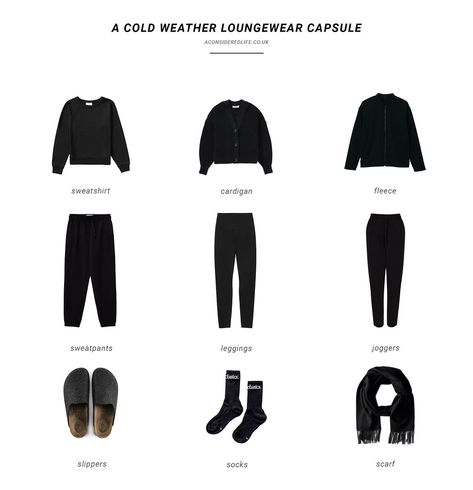 A Cold Weather Loungewear Capsule Wardrobe Loungewear Capsule Wardrobe, Capsule Wardrobe Winter, Loungewear Capsule, Comfy House, Men's Capsule Wardrobe, Wardrobe Organization, Fall Winter Capsule Wardrobe, Capsule Wardrobe Women, Spring Summer Capsule Wardrobe