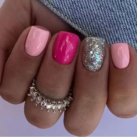 Shop christinasimon's closet or find the perfect look from millions of stylists. Fast shipping and buyer protection. Summer Hot Pink Press On Nails With Silvery Glitter Design Includes: 1. 24 pieces 2. stick on nail strips 3. nail file 4. original box Think these are so cute but the real color is sligh off from the stock photos so I’m passing them on to another nail enthusiast. Hot Pink Nails For Fall, Sns Short Nails Fall, Fun Dip Powder Nails, Pink Hoco Nails Short, Thanks Giving Nails Simple, Light Pink And Sparkle Nails, Short Nails Ideas Colorful, Pink Rock Nails, Cute Short Squoval Nails