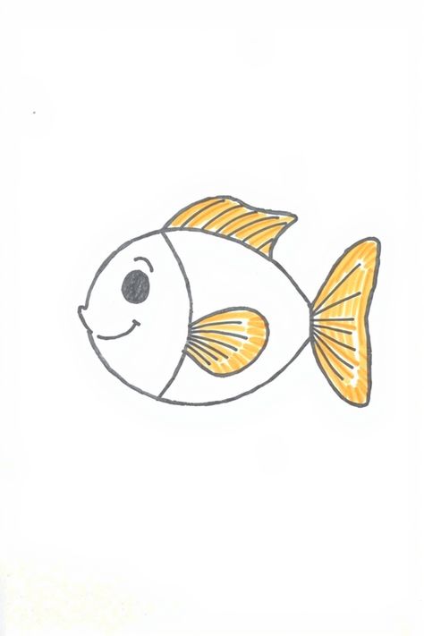 Check Out This Simple Cartoon Fish Drawing & 12+ Other Fish Drawing Ideas! #drawingideas #drawinginspiration Cartoon Fish Drawing, Fish Drawing Simple, Fish Drawing Ideas, Fish Drawing For Kids, Neon Fish, Monkey Drawing, Bubble Drawing, Koi Fish Drawing, Marine Artist